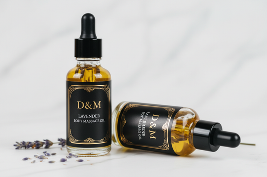 Lavender Body Massage Oil with Black and Gold Label